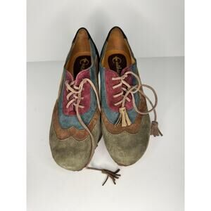 EARTHIES Skellig Vintage Retro Multicolor Suede Platform Heels Size 6.5